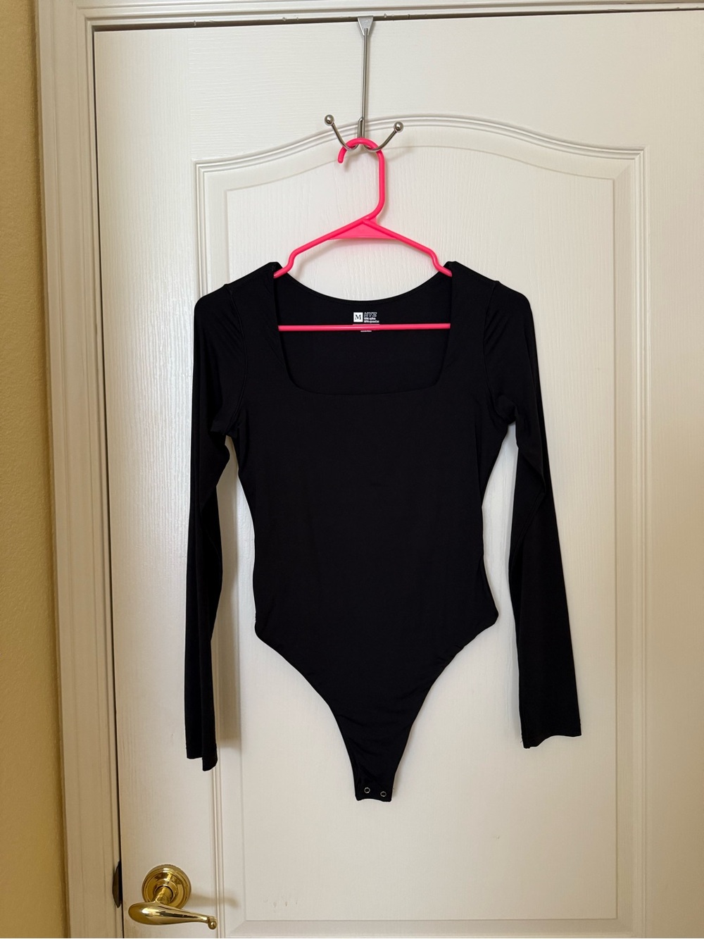 Long-Sleeve Black Square Neck Bodysuit